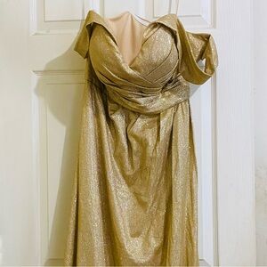 May Queen Sparkly Gold floor length Formal gown